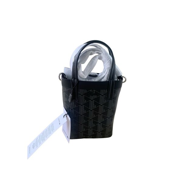 Lacoste Zely Mini Tote with Pouch - Black & Gray, Coated Canvas Crossbody Bag, - Picture 3 of 5